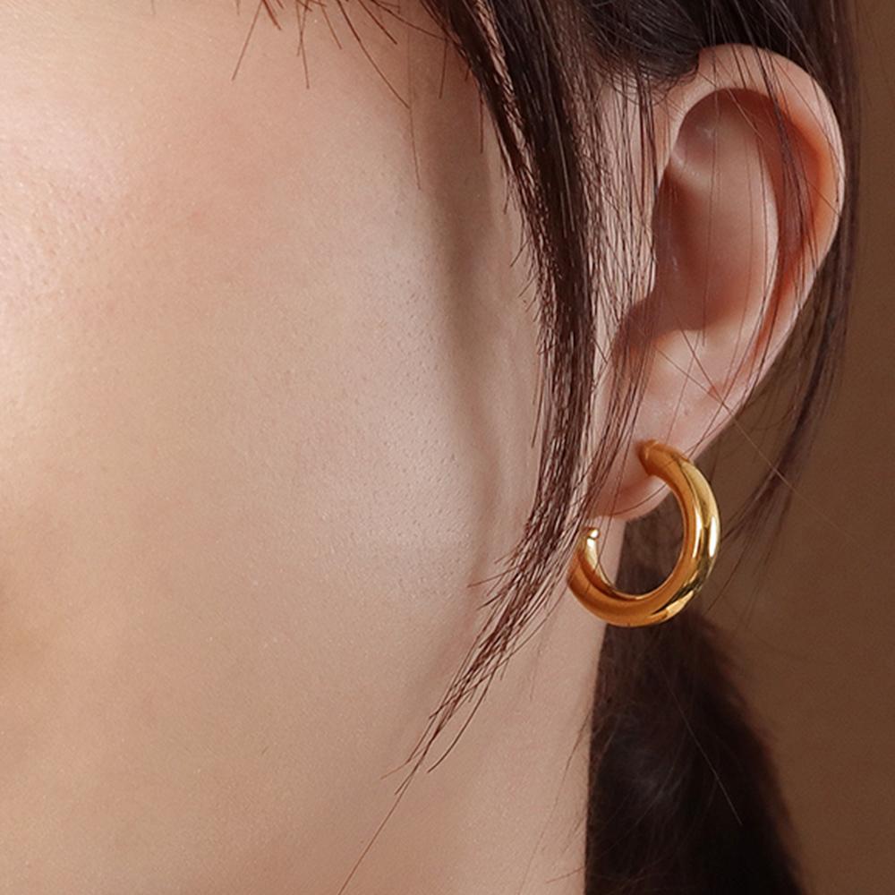 Erica Gold Titanium Hoop Earrings 26mm - Brilliant Co