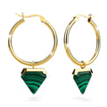 Gorgeous Gold with Emerald Green Hoop Earrings
