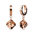 Dainty Rose Layered in Rose Gold Stainless Steel Drop Earrings-1