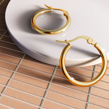 Tia Hoop Gold Layered Earrings 20mm