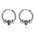 Triple Beads Hoop White Gold Layered Earrings - Brilliant Co