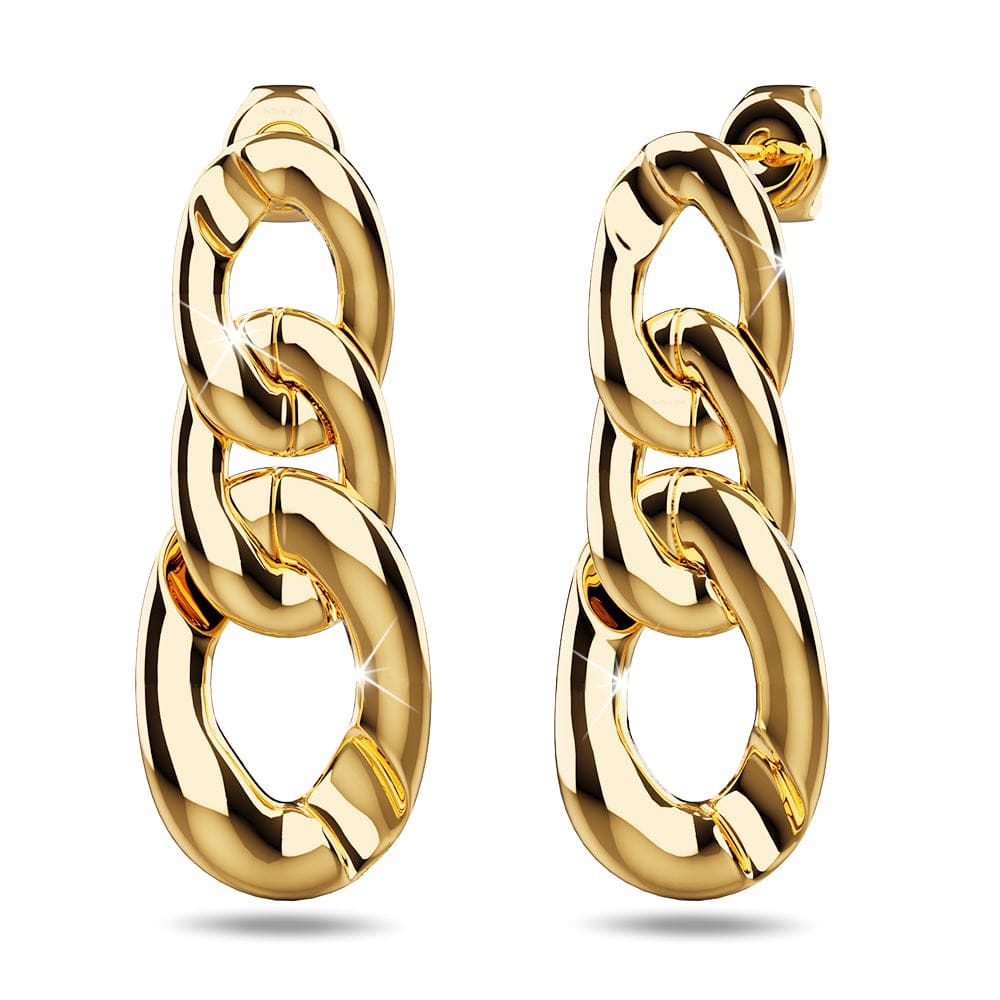 Interlock Chain Dangle Gold Layered Earrings