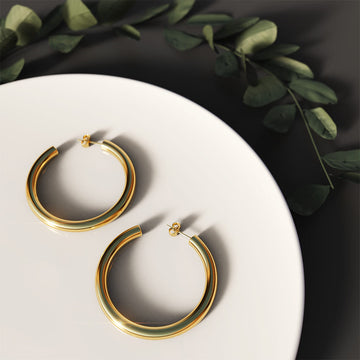 Creole C-Hoop Gold Layered Earrings 48mm