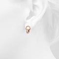 Pisces Round Interlock Dangle Rose Gold Layered Earrings Clear - Brilliant Co