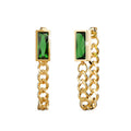 Green Zirconia Dangly Stud Earrings