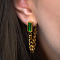 Green Zirconia Dangly Stud Earrings