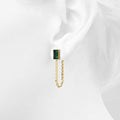 Green Zircon Stud Gold Layered Earrings
