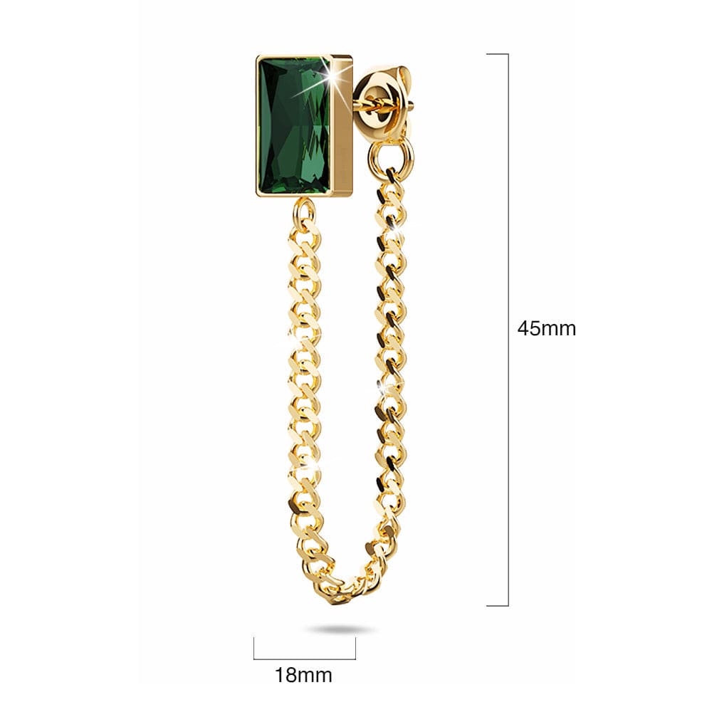 Green Zircon Stud Gold Layered Earrings
