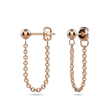 Ball Stud Connector Rose Gold Layered Earrings