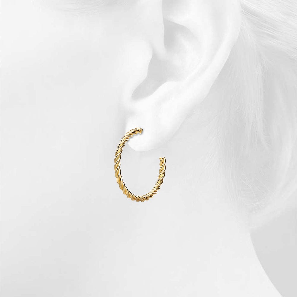 Twisted Braid C-Hoop Gold Layered Earrings 38mm - Brilliant Co