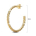 Twisted Braid C-Hoop Gold Layered Earrings 38mm - Brilliant Co
