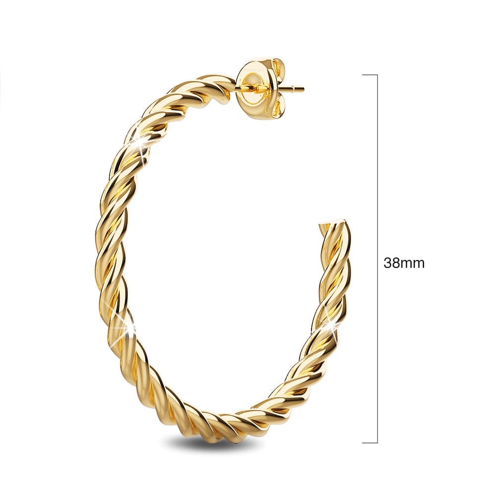 Twisted Braid C-Hoop Gold Layered Earrings 38mm - Brilliant Co