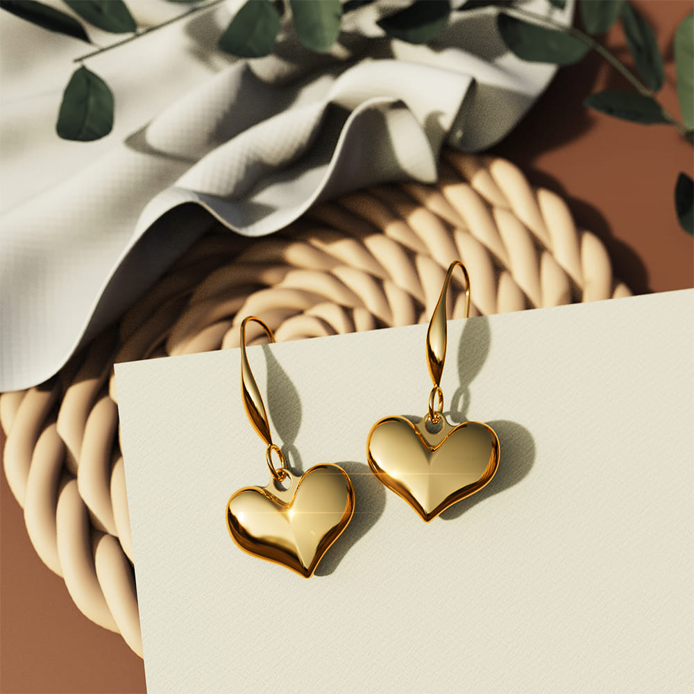 Loyal Heart Dangle Gold Layered Earrings