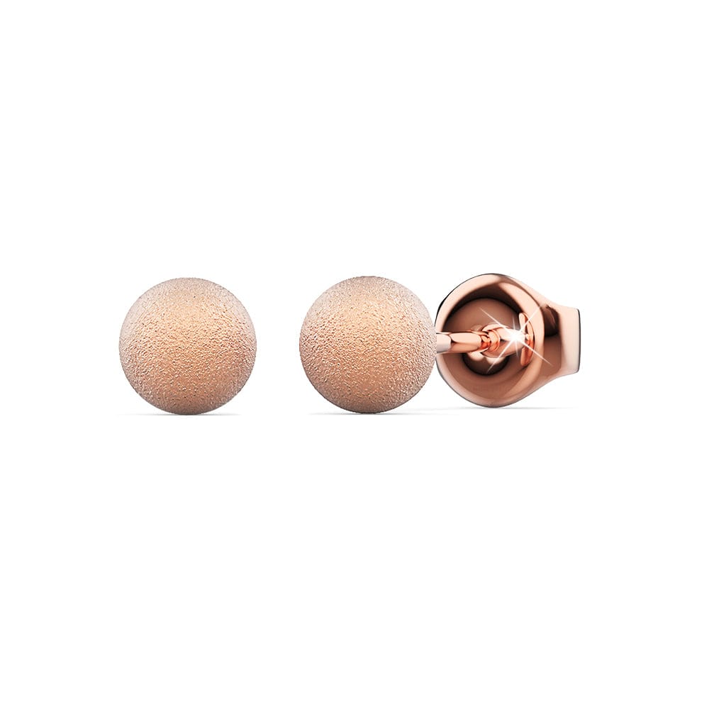 Shiny Ball Stud Rose Gold Layered Earrings 5mm - Brilliant Co