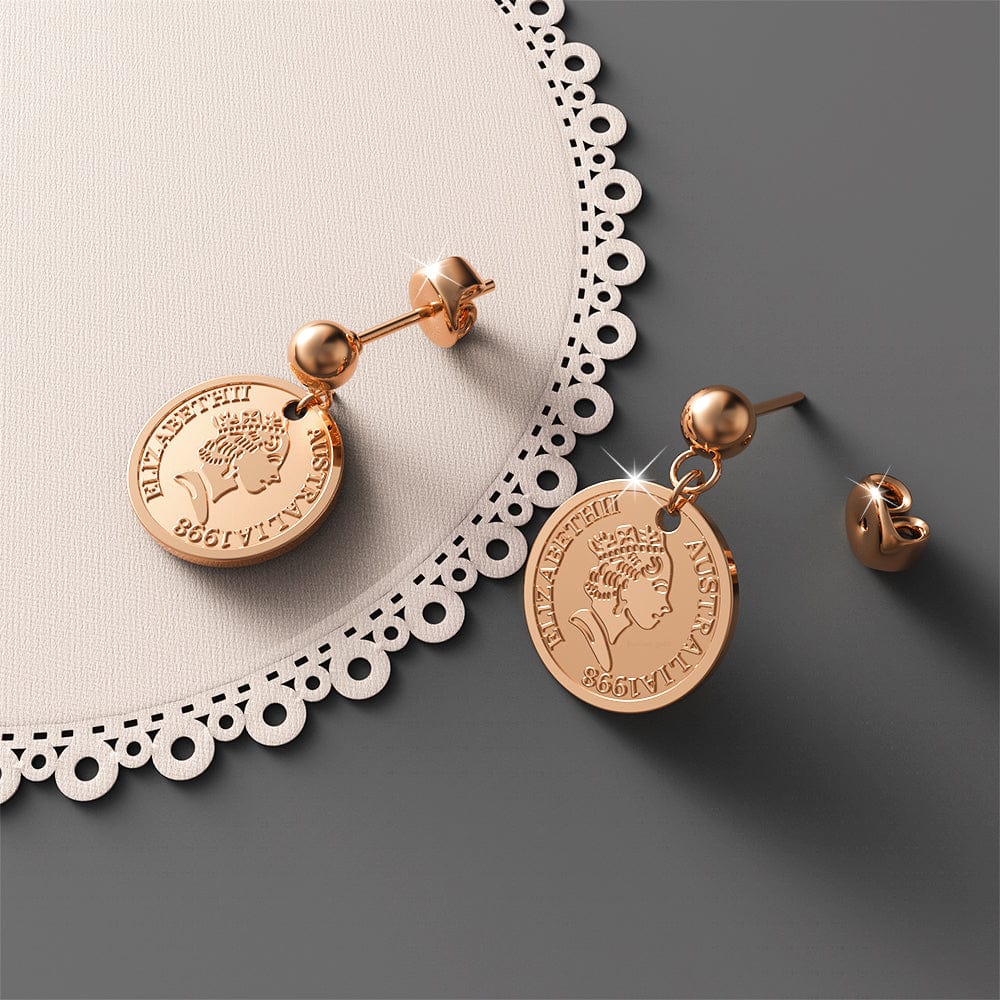 Coin Drop Rose Gold Layered Earrings