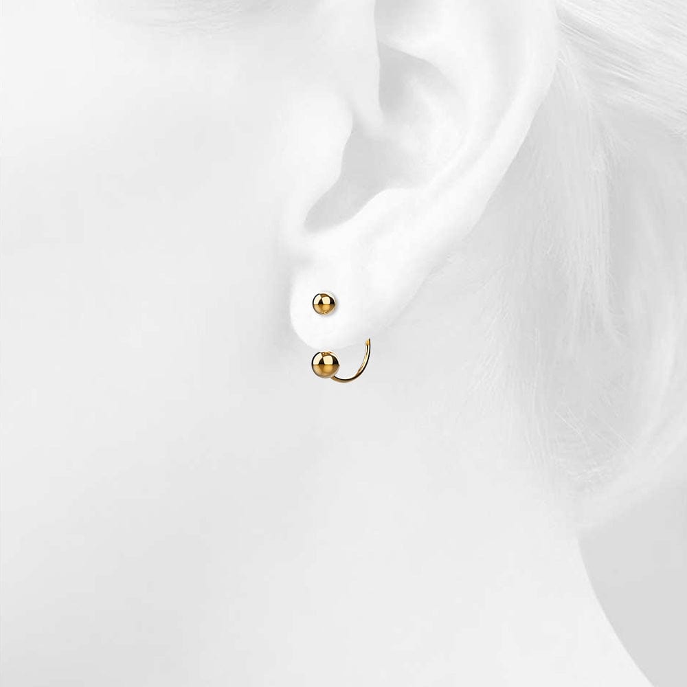 Dual Ball Stud Gold Layered Earrings - Brilliant Co
