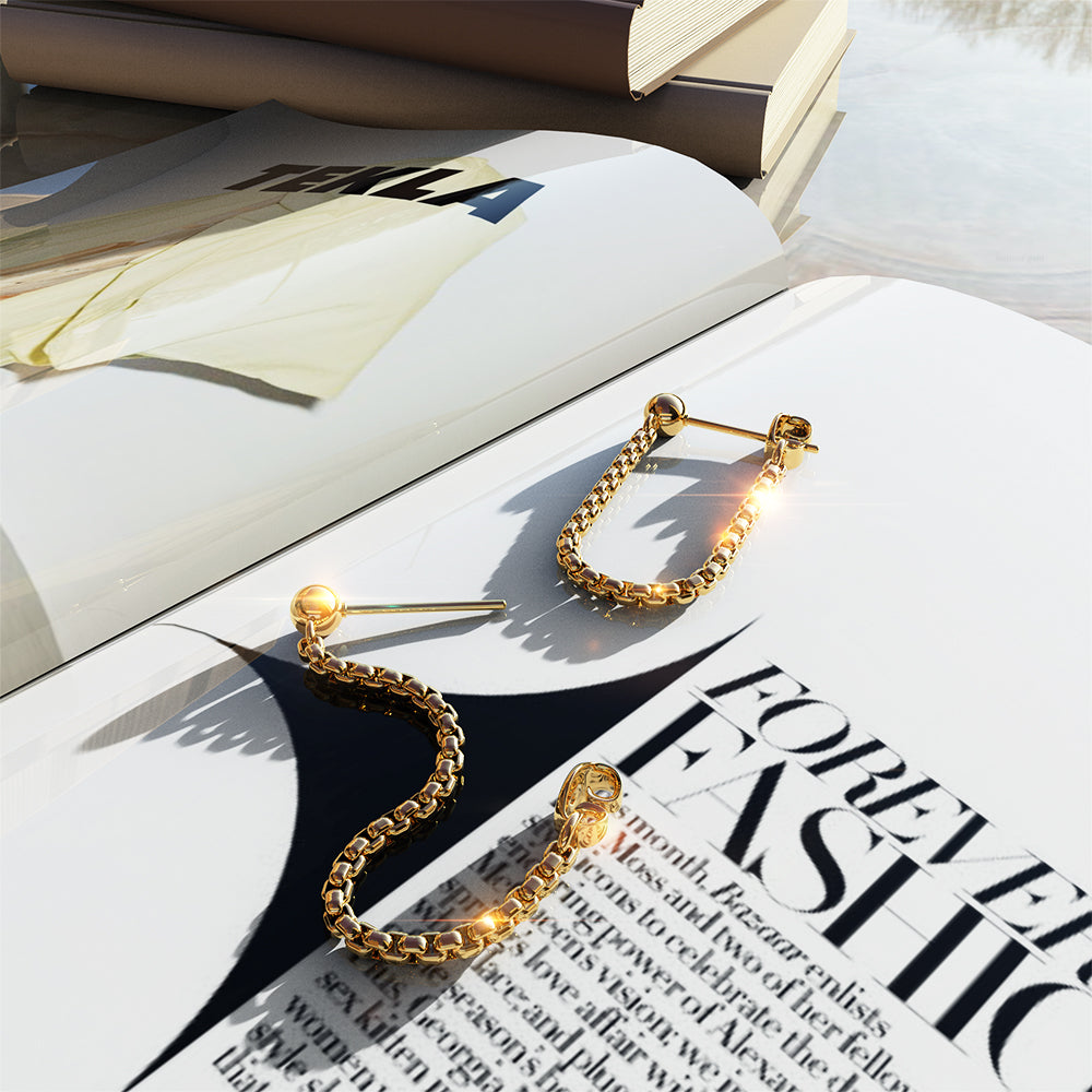 Zeus Connector Ball Stud Gold Layered Earrings