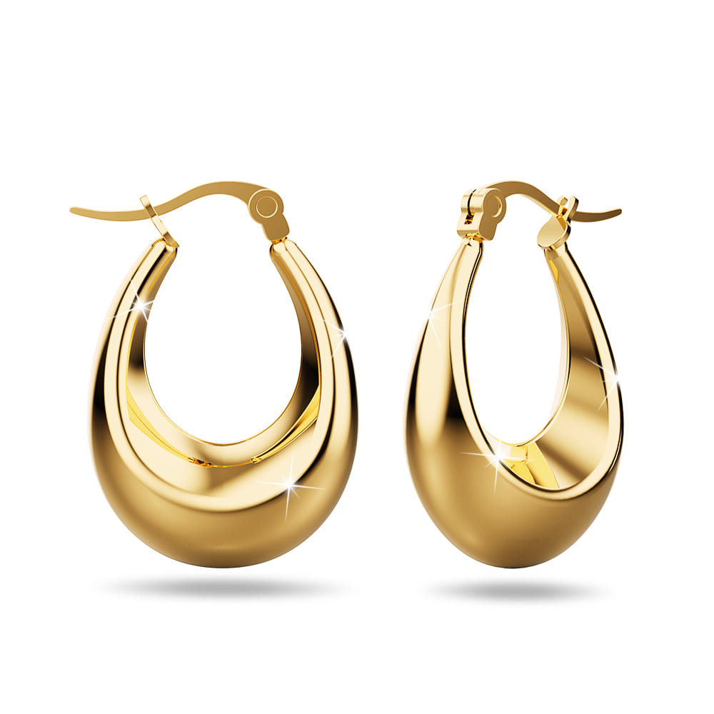 Gold Eve Puffed Hoop Earrings