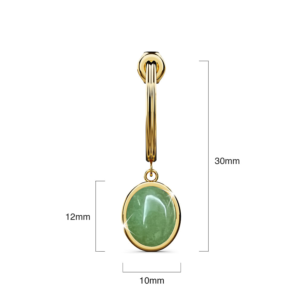 Green Aventurine Luminary Hoop Earrings in Gold