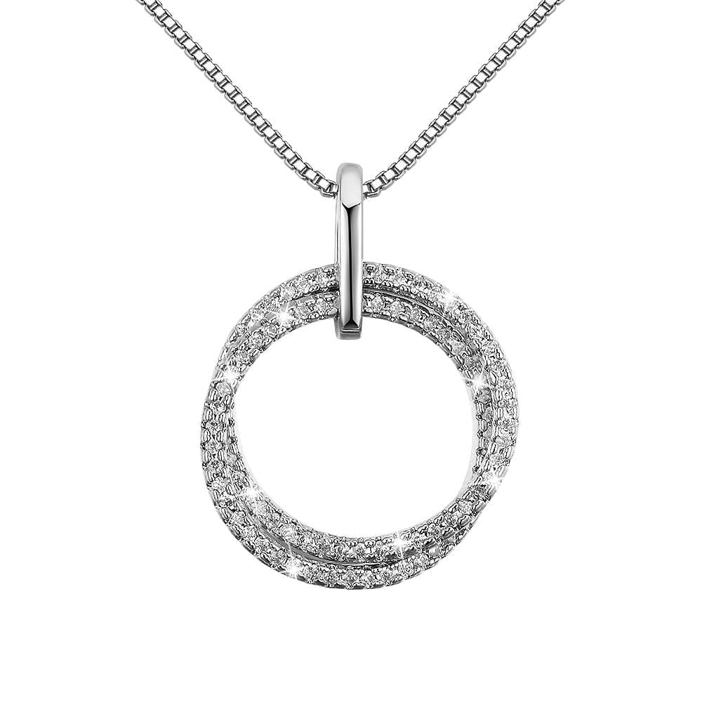 Doubled Round White Gold Pendant Necklace - Brilliant Co