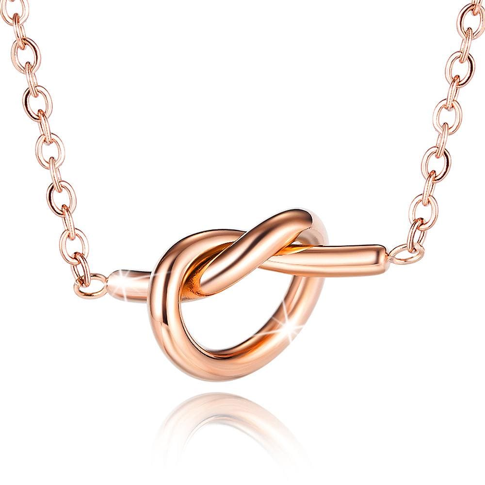 Single Knotted Tie Promise Necklace in Rose Gold Layered Steel Jewellery - Brilliant Co