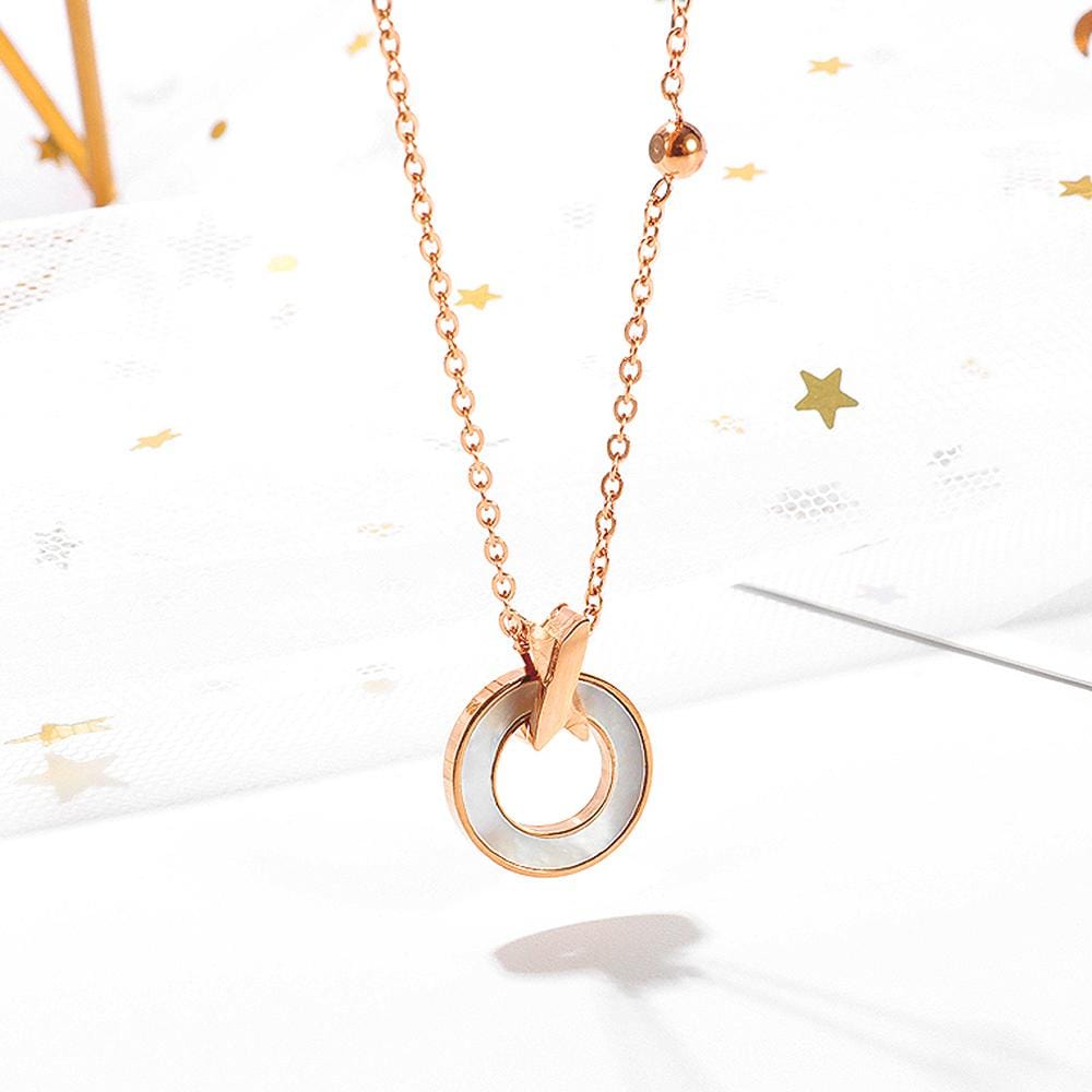 Pearl Oysters Golden Pendant Necklace in Rose Gold Layered Steel Jewellery