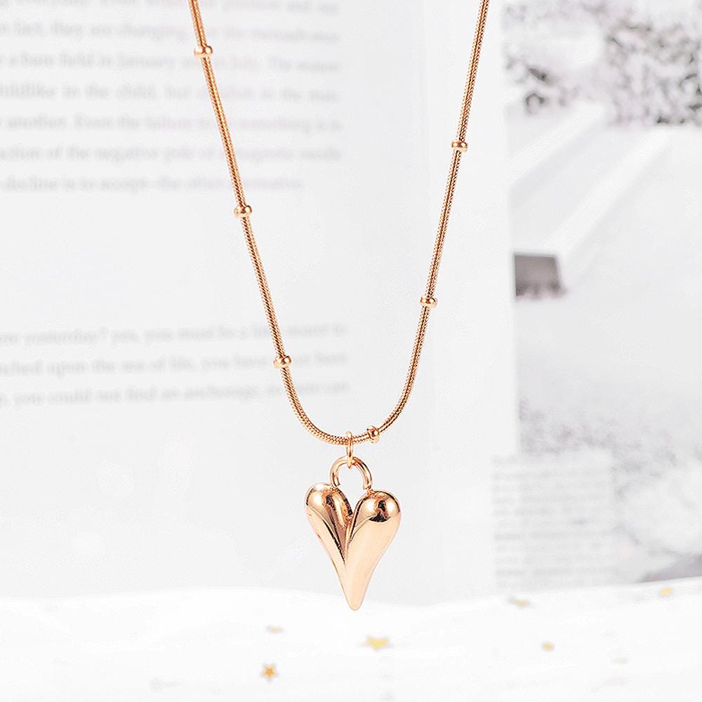 Lovey Peach Dual Chain Golden Pendant Necklace in Rose Gold Layered Steel Jewellery - Brilliant Co