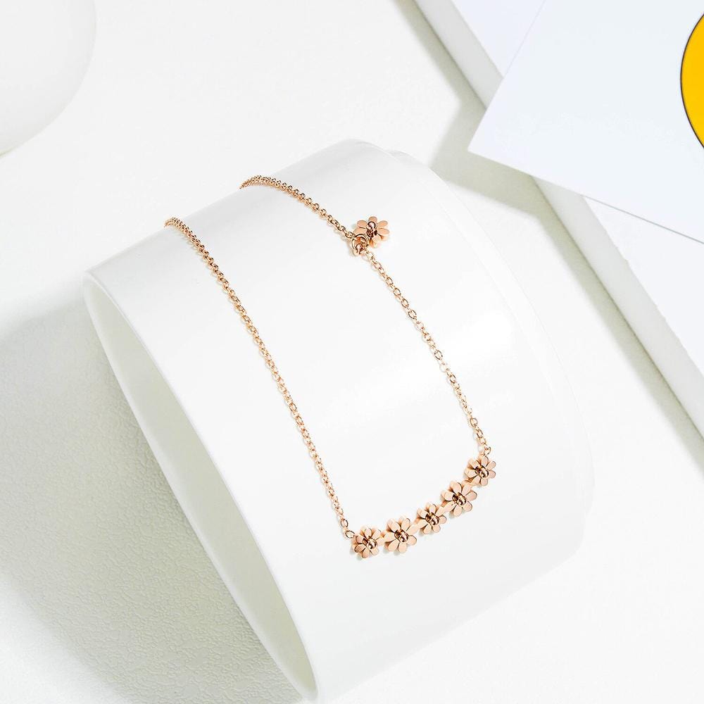 Mini Daisy Necklace in Rose Gold Layered Steel Jewellery - Brilliant Co