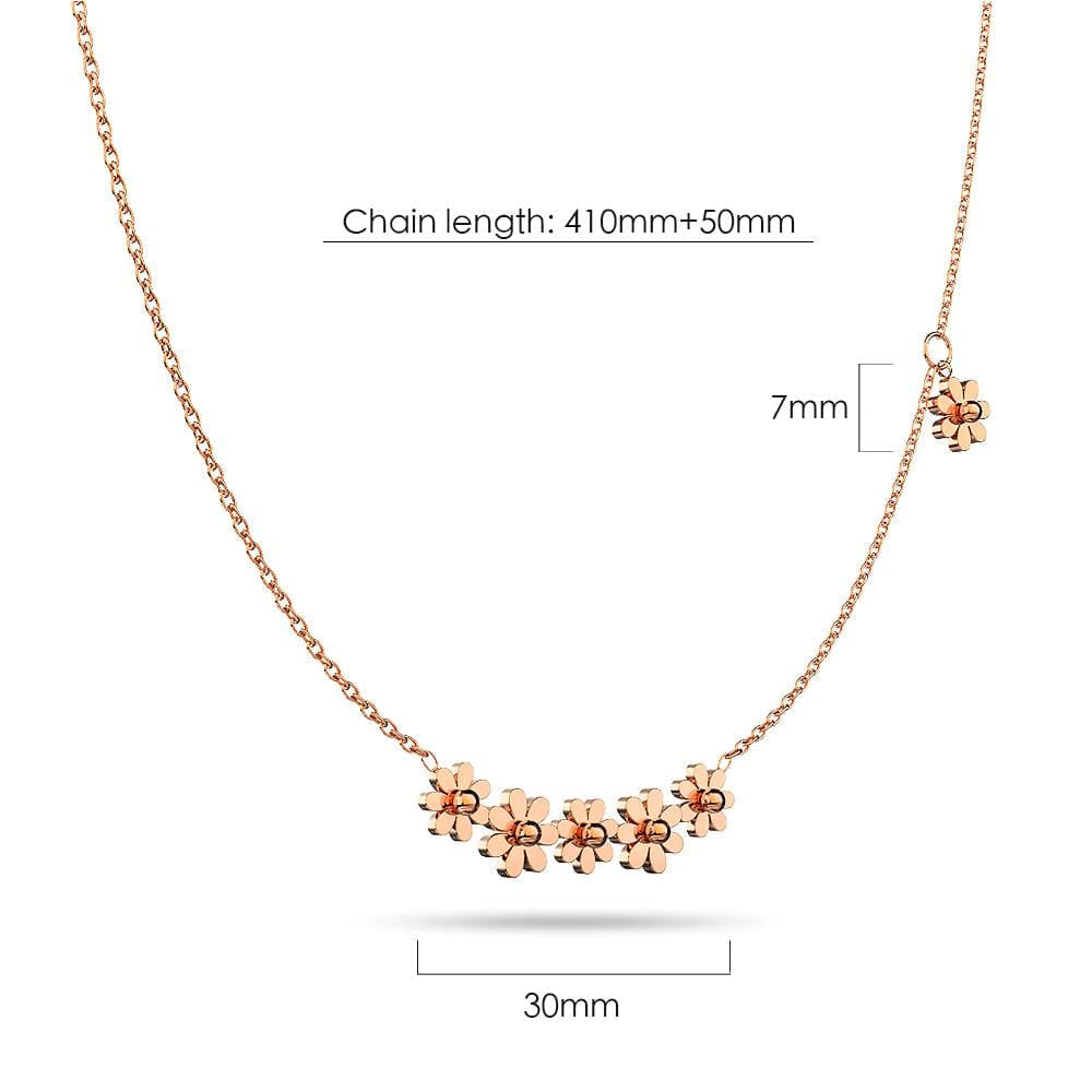 Mini Daisy Necklace in Rose Gold Layered Steel Jewellery - Brilliant Co