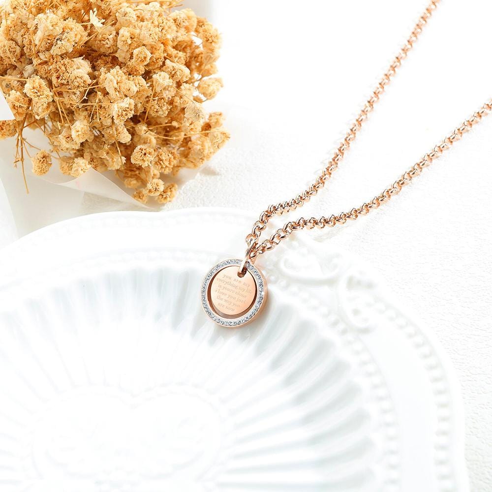 Deep Meaning Pendent Necklace in Rose Gold Layered Steel Jewellery - Brilliant Co