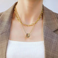 Multilayer 2 piece Swirl Pendant Necklace in Gold Layered Steel Jewellery - Brilliant Co