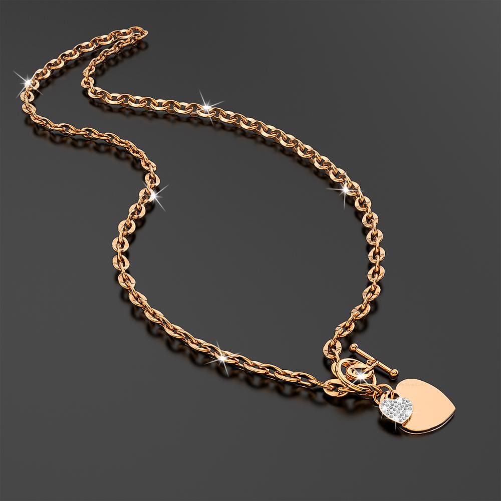 Diamond cut Belcher Chain T-lock Toggle Necklace in Rose Gold Layered Steel Jewellery - Brilliant Co