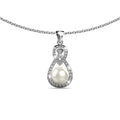 Diamond Drop Pearl White Gold Layered Necklace - Brilliant Co