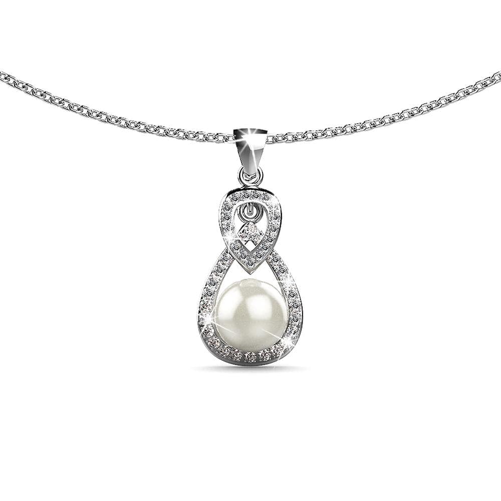 Diamond Drop Pearl White Gold Layered Necklace - Brilliant Co