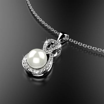 Diamond Drop Pearl White Gold Layered Necklace - Brilliant Co