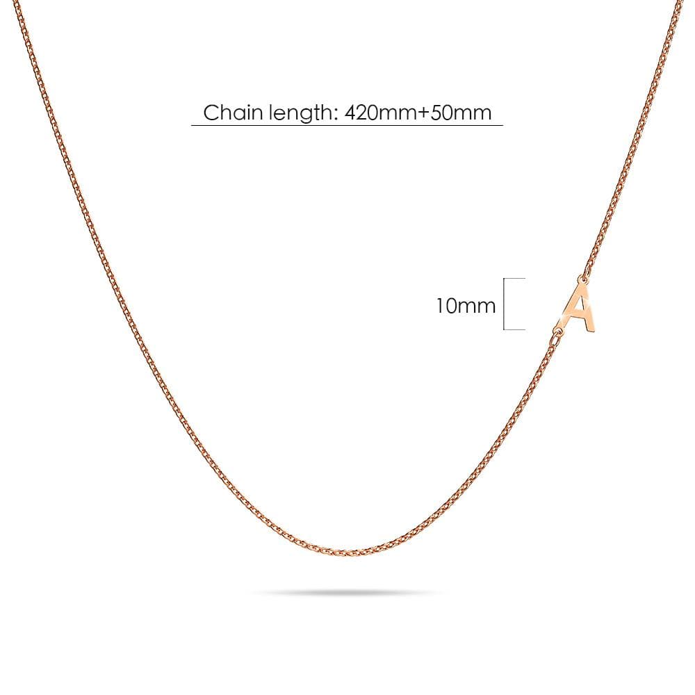 Bold Alphabet Letter Initial Charm Necklace in Rose Gold Tone - 4
