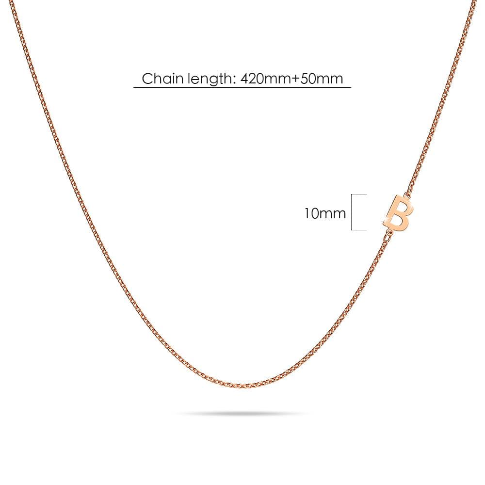 Bold Alphabet Letter Initial Charm Necklace in Rose Gold Tone - 8