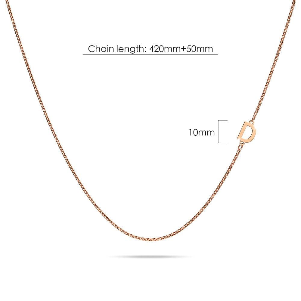 Bold Alphabet Letter Initial Charm Necklace in Rose Gold Tone - 16