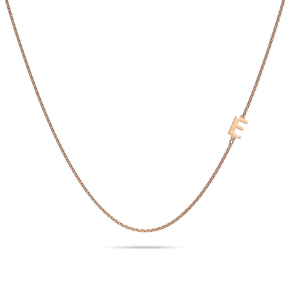 Bold Alphabet Letter Initial Charm Necklace in Rose Gold Tone - 18