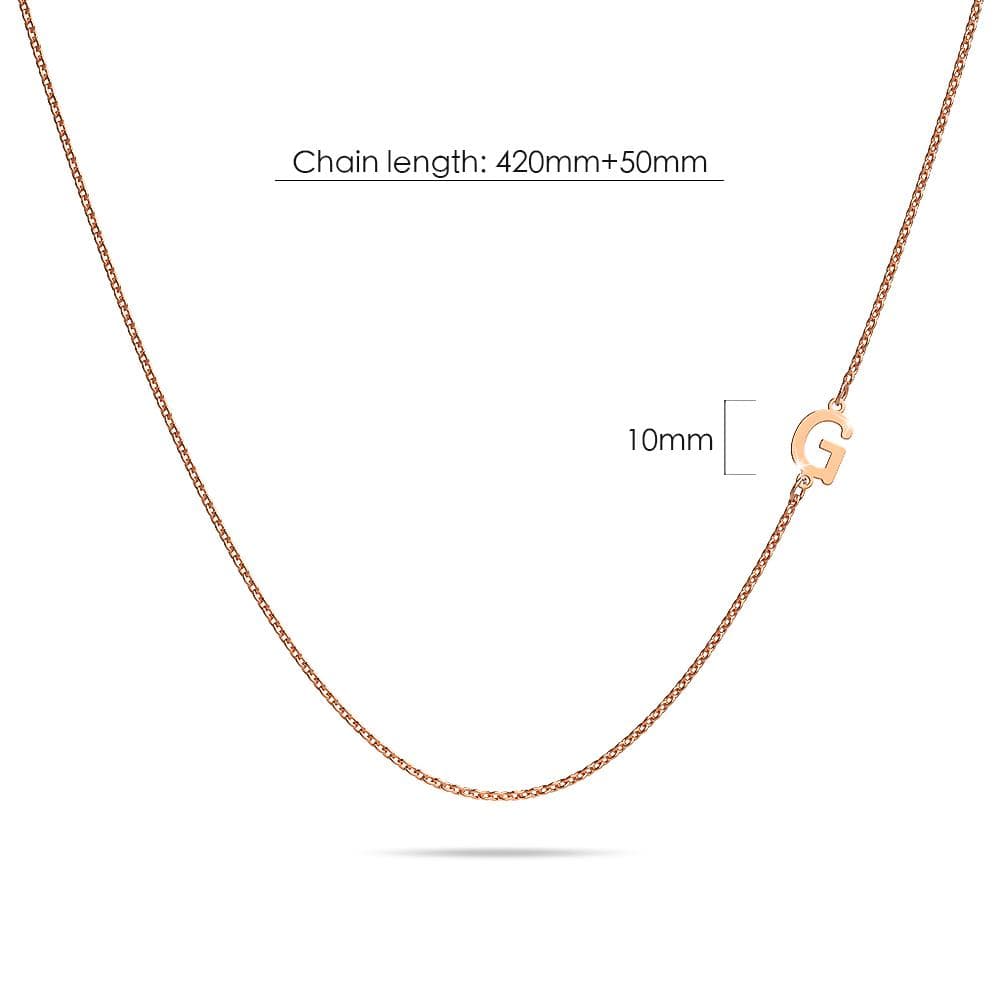 Bold Alphabet Letter Initial Charm Necklace in Rose Gold Tone - 28