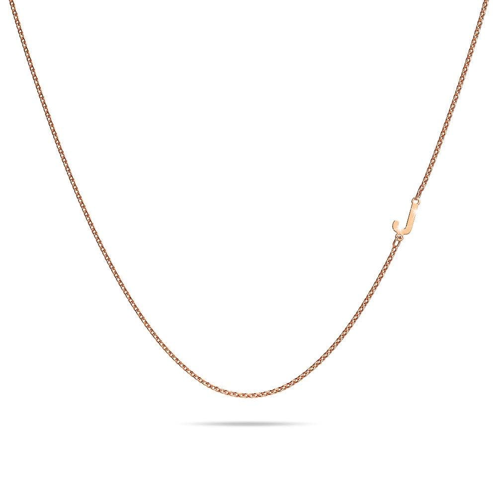 Bold Alphabet Letter Initial Charm Necklace in Rose Gold Tone - 38