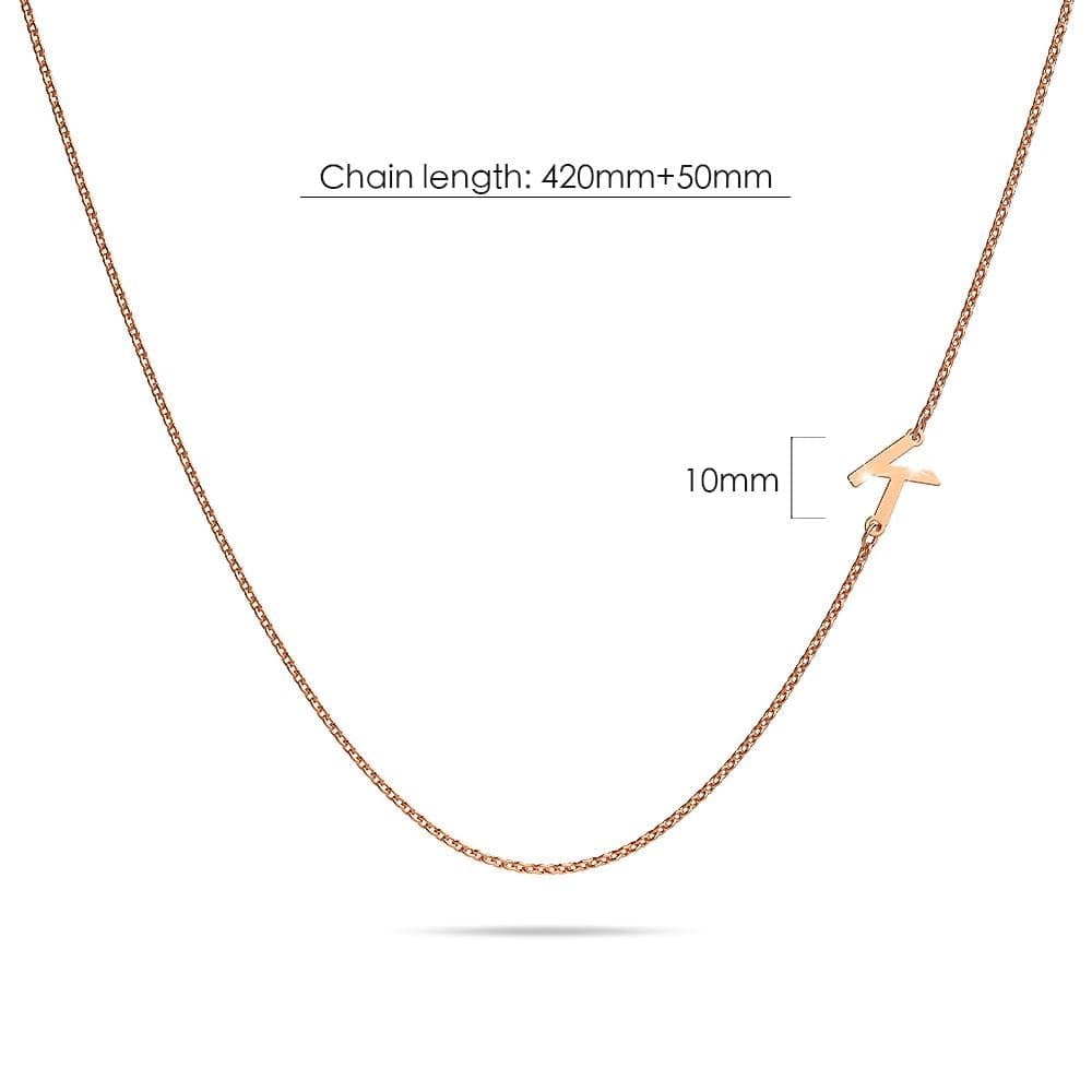 Bold Alphabet Letter Initial Charm Necklace in Rose Gold Tone - 44
