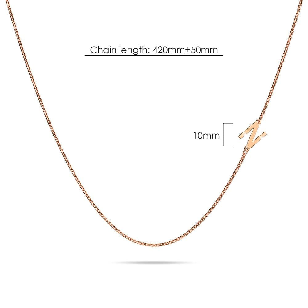 Bold Alphabet Letter Initial Charm Necklace in Rose Gold Tone - 56