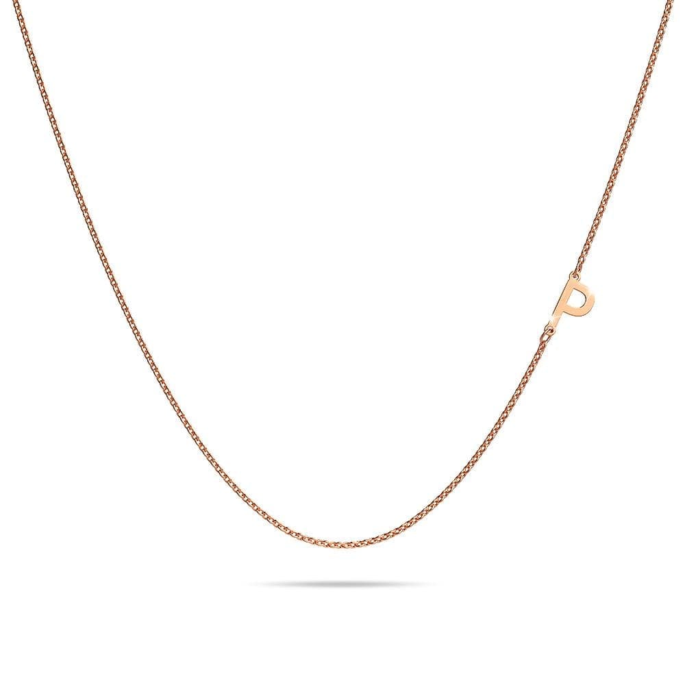 Bold Alphabet Letter Initial Charm Necklace in Rose Gold Tone - 62