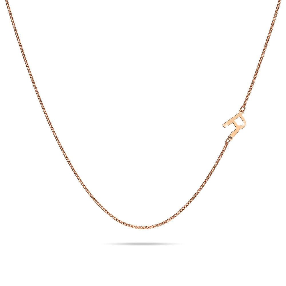 Bold Alphabet Letter Initial Charm Necklace in Rose Gold Tone - 70