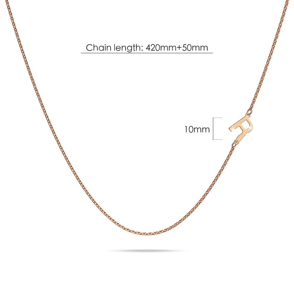 Bold Alphabet Letter Initial Charm Necklace in Rose Gold Tone - 72