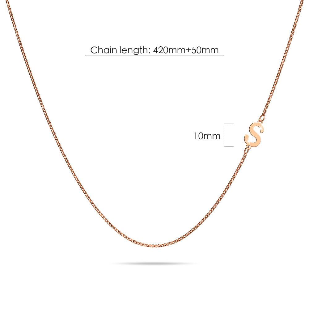 Bold Alphabet Letter Initial Charm Necklace in Rose Gold Tone - 76