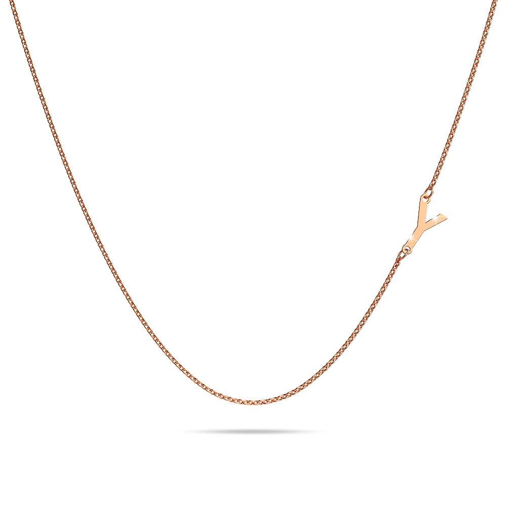 Bold Alphabet Letter Initial Charm Necklace in Rose Gold Tone - 98