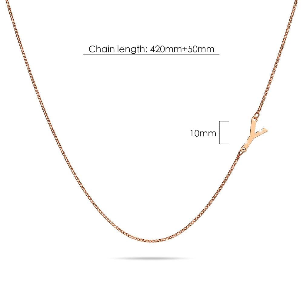 Bold Alphabet Letter Initial Charm Necklace in Rose Gold Tone - 100