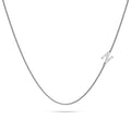 Bold Alphabet Letter Initial Charm Necklace in White Gold Tone - 54